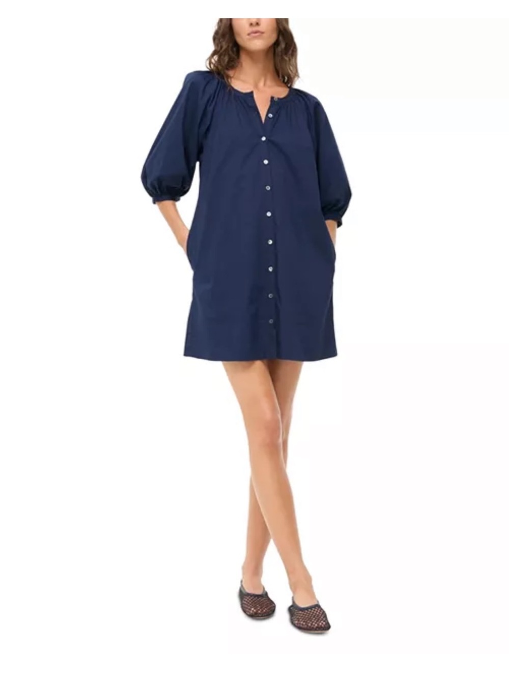 STAUD Vincent Cotton Poplin Mini Dress